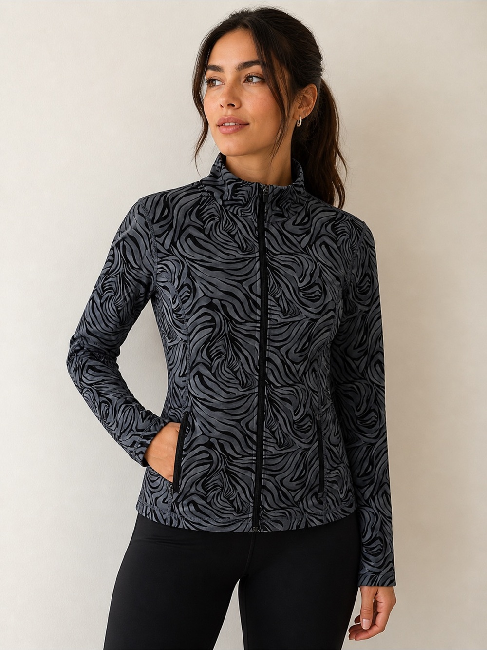 J. McLaughlin Blue Athletic Zip Up Jacket Sz S